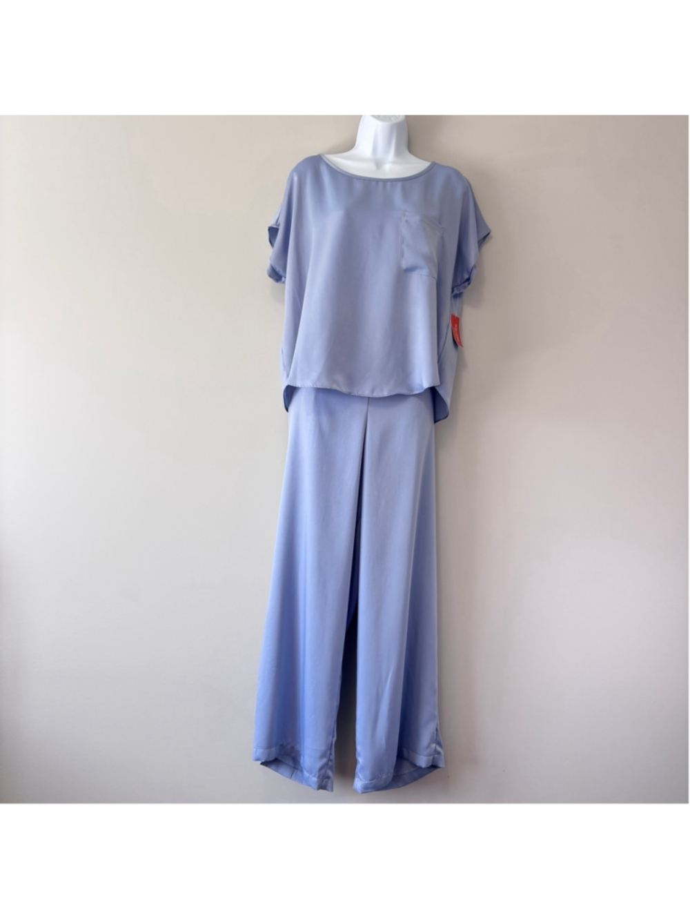 State of Day Size Medium Blue 2-Pc. Crepe de Chine Short-Sleeve Pajama Set NWT - Picture 2 of 9